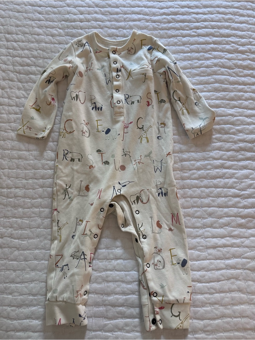 Pehr Cream Alphabet & Animal Print One-Piece for Babies